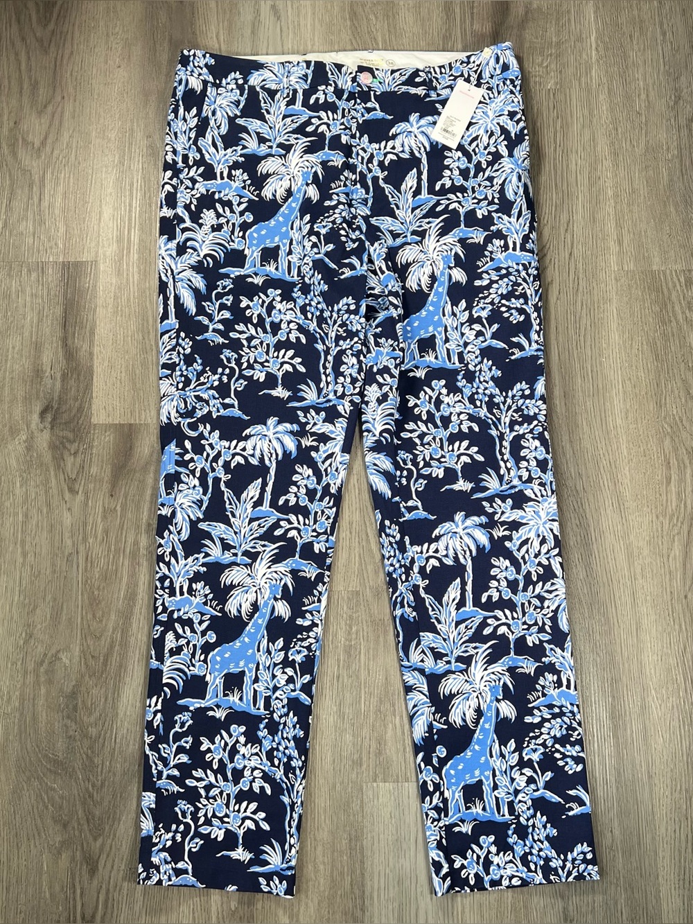 NWT Lilly Pulitzer Mizner Pants Mens 38x34 Low Tide Navy Tall Tales Blue Giraffe